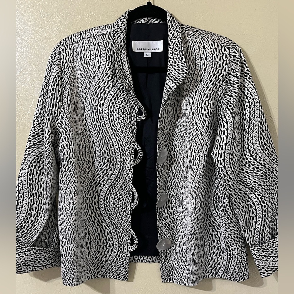 Caroline Rose Silver Chain Printed Dress Jackets size medium - Picture 5 of 7